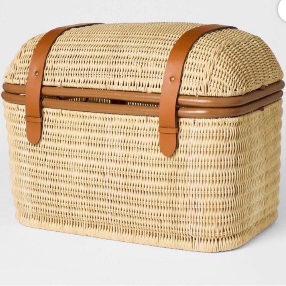 NEW Studio McGee Woven Rattan Storage Trunk. No offers